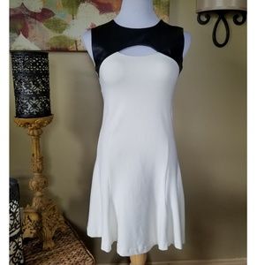 Twenty Peplum Dress with Leather Cutout Detail S